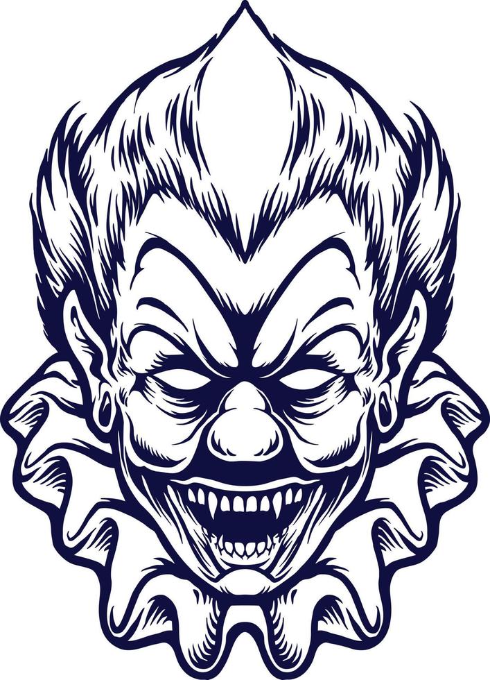 Clown Creepy Head Silhouette vector