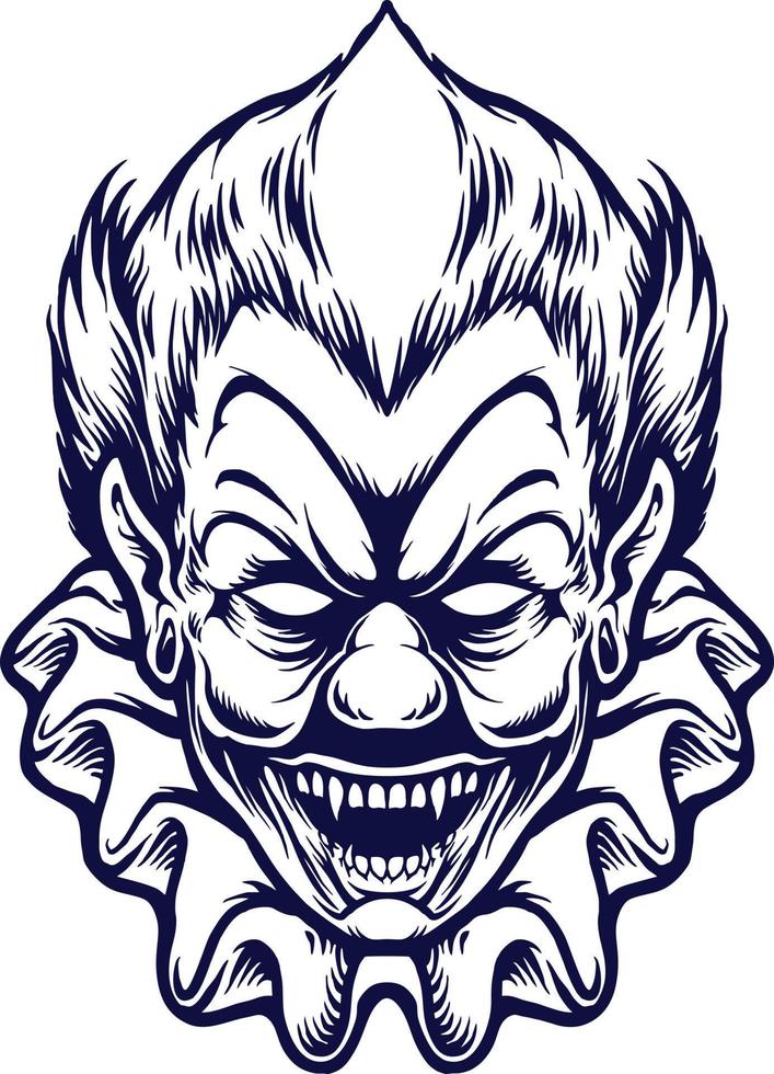 Clown Creepy Head Silhouette vector