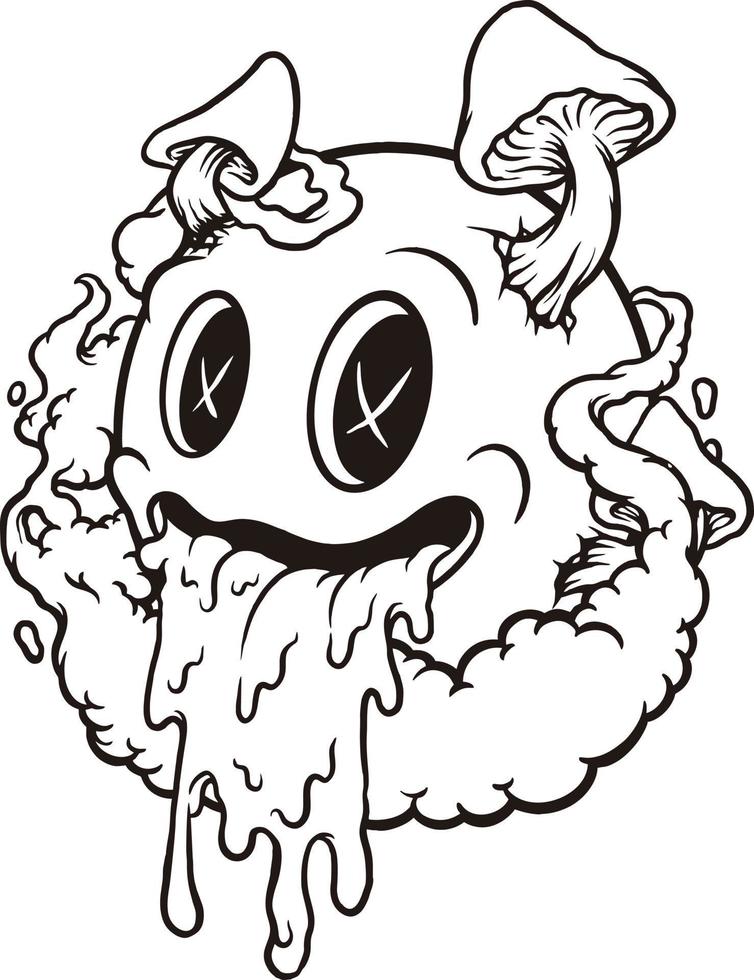 Emoticon sonrisa hongos silueta ilustraciones vectoriales para su logotipo de trabajo, camiseta de mercadería de mascota, pegatinas y diseños de etiquetas, afiche, tarjetas de felicitación que anuncian empresas comerciales o marcas. vector