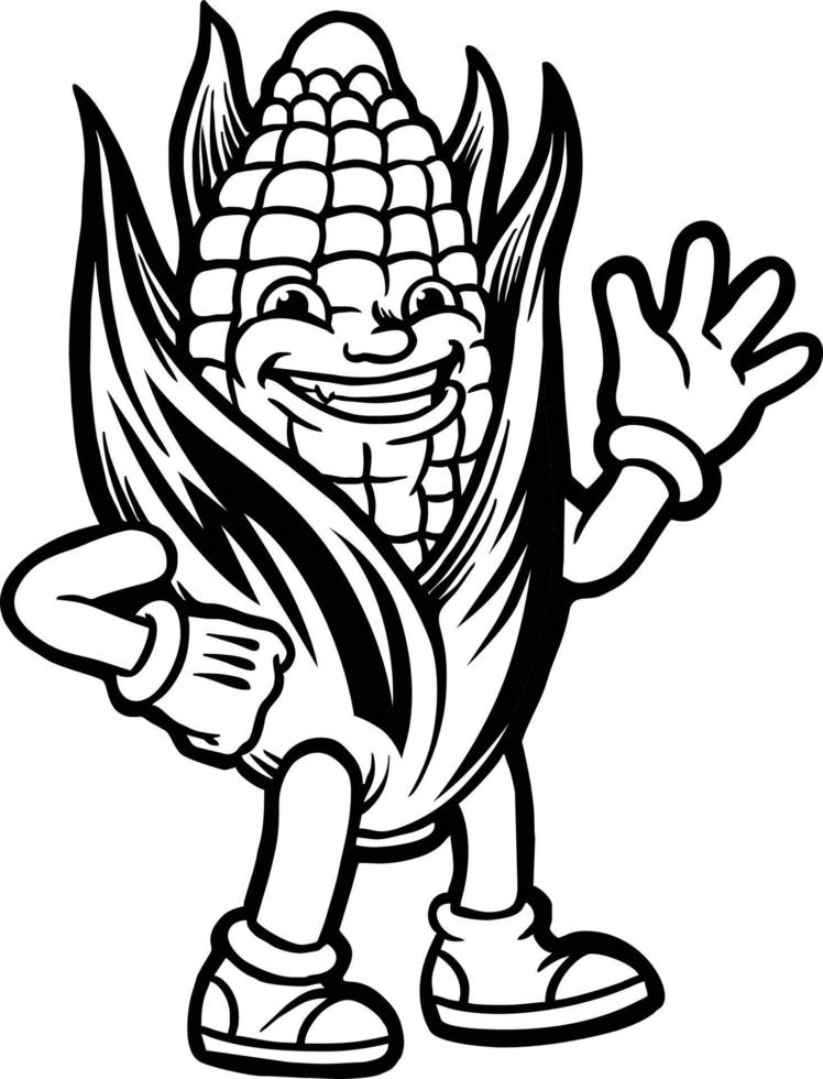 Cartoon Corn Character Coloring Book Vector illustrations for your work Logo, mascot merchandise t-shirt, stickers and Label designs, poster, greeting cards advertising business company or brands.