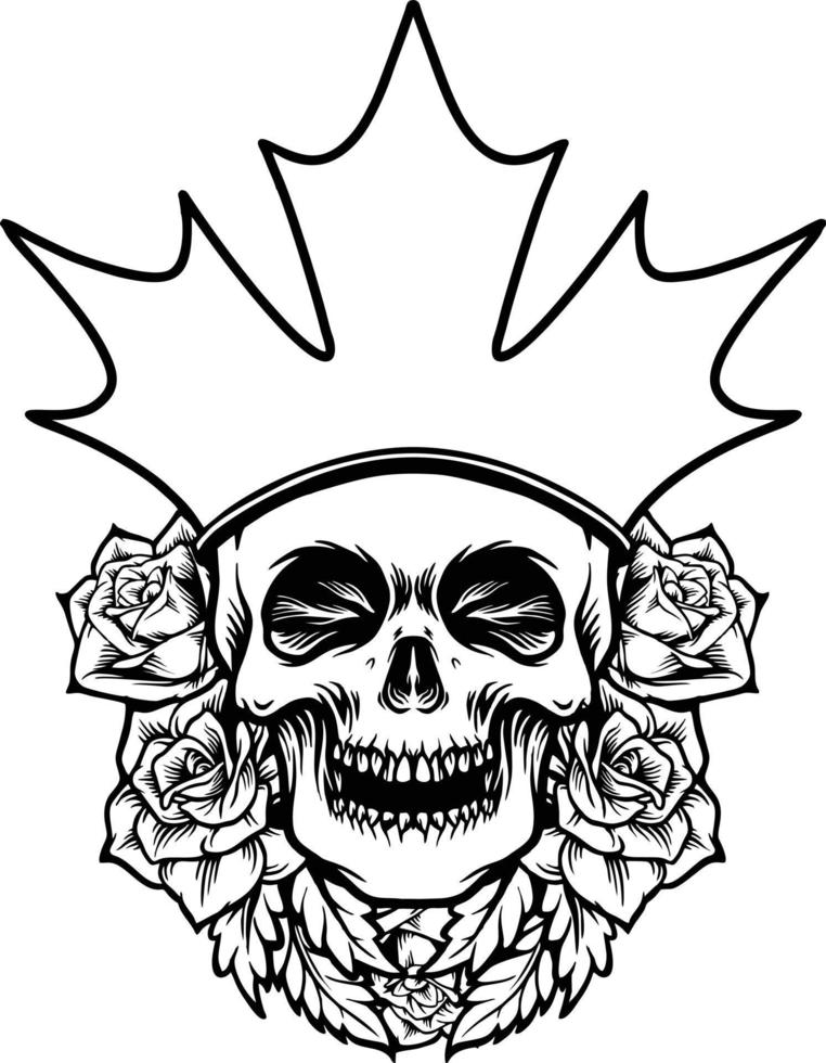 Crown Sugar Skull Dia De Los Muertos Rose Silhouette vector