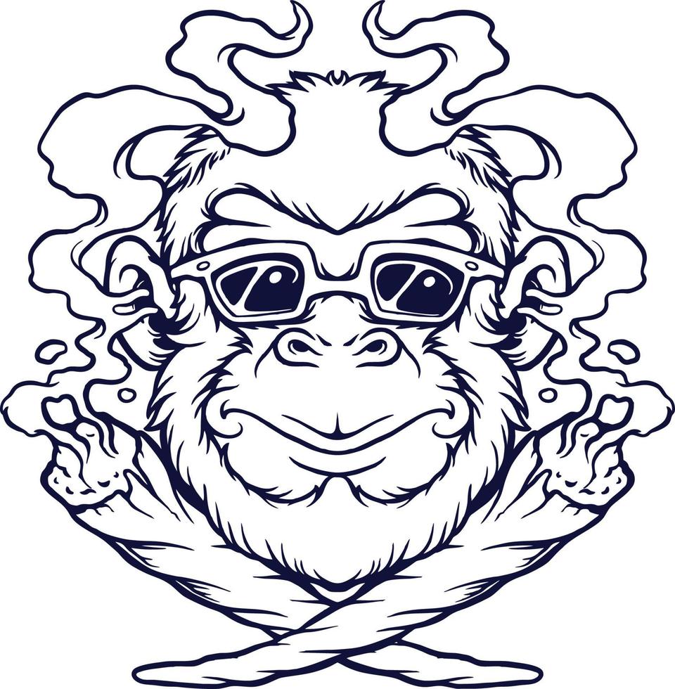 Cool Monkey Weed Joint Silhouette Vector illustrations for your work Logo, mascot merchandise t-shirt, stickers and Label designs, poster, greeting cards advertising business company or brands.