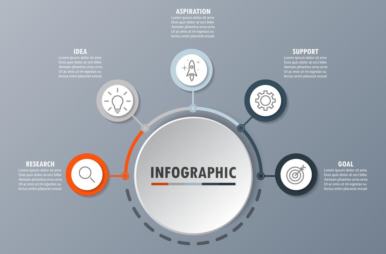 Infographic template with the image of 5 rectangles vector