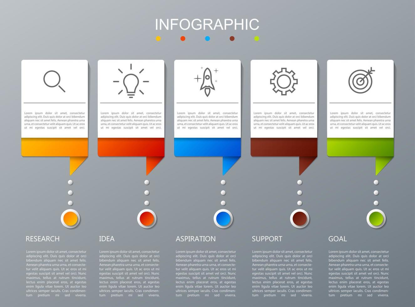 plantilla infográfica con la imagen de 5 rectángulos vector