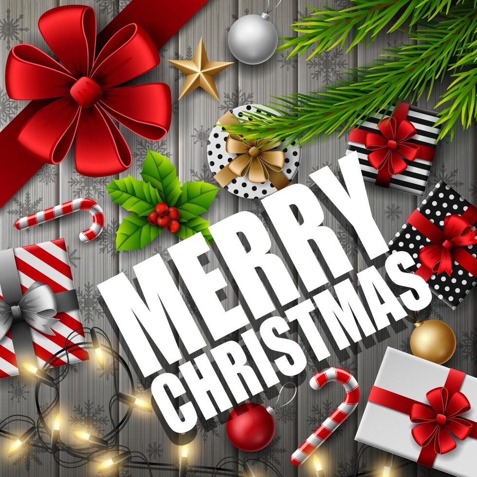 Christmas red background with christmas elements vector