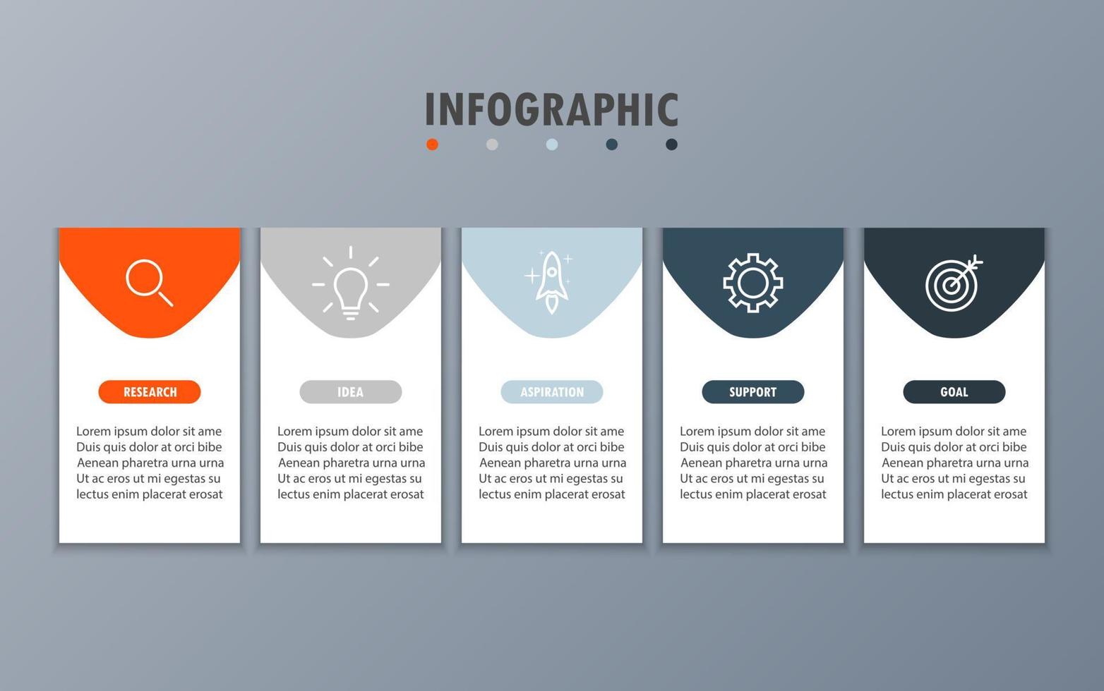 plantilla infográfica con la imagen de 5 rectángulos vector