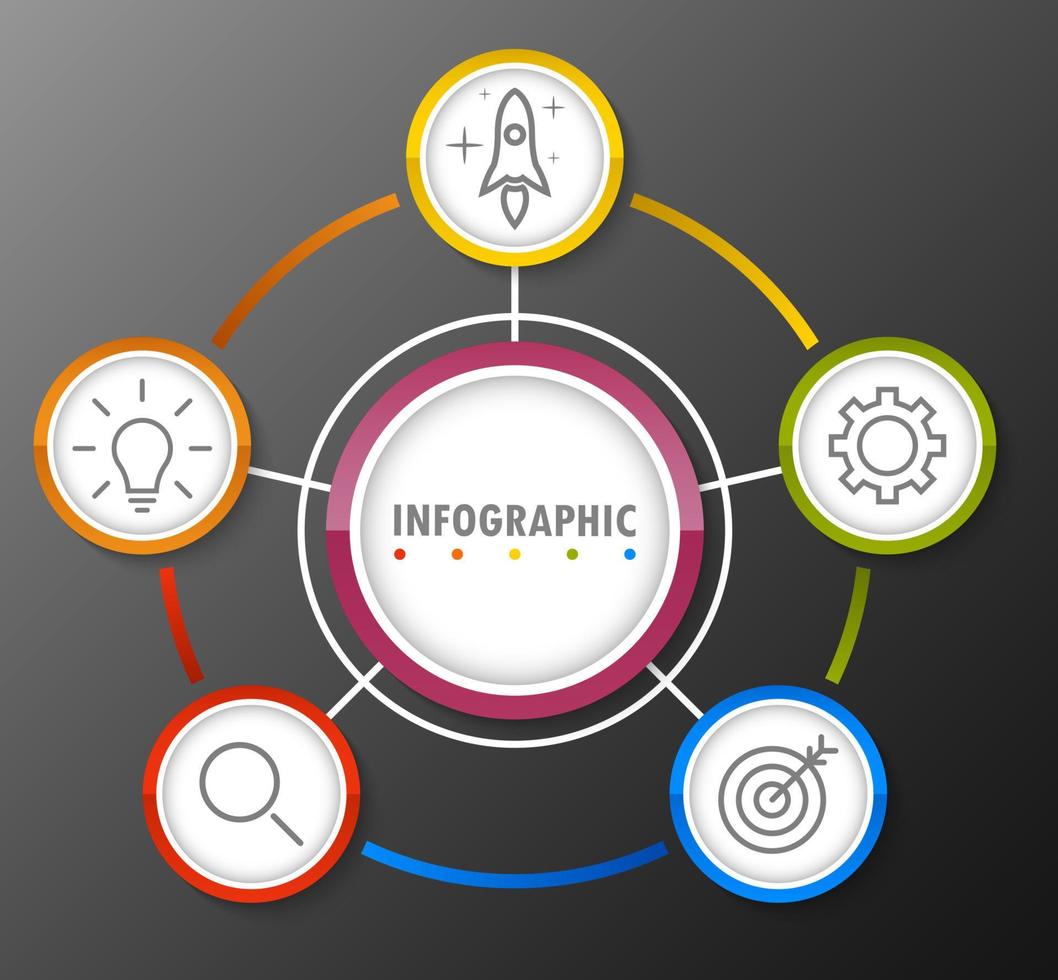 Infographic template with the image of 5 rectangles vector