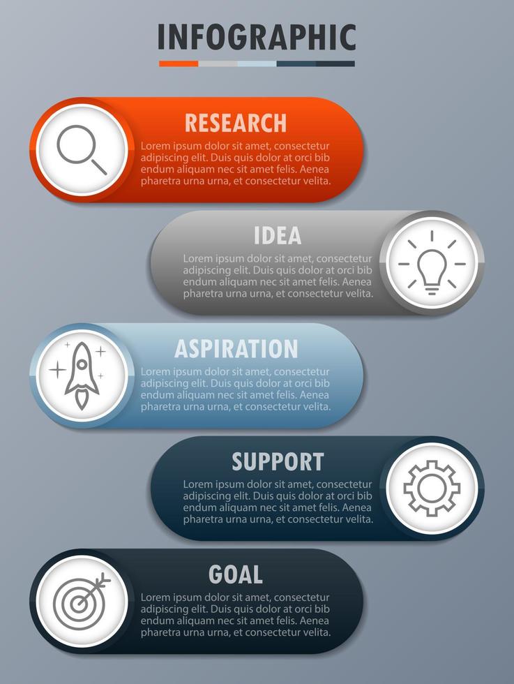 Infographic template with the image of 5 rectangles vector