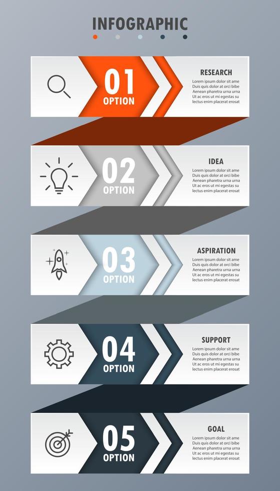 Infographic template with the image of 5 rectangles vector