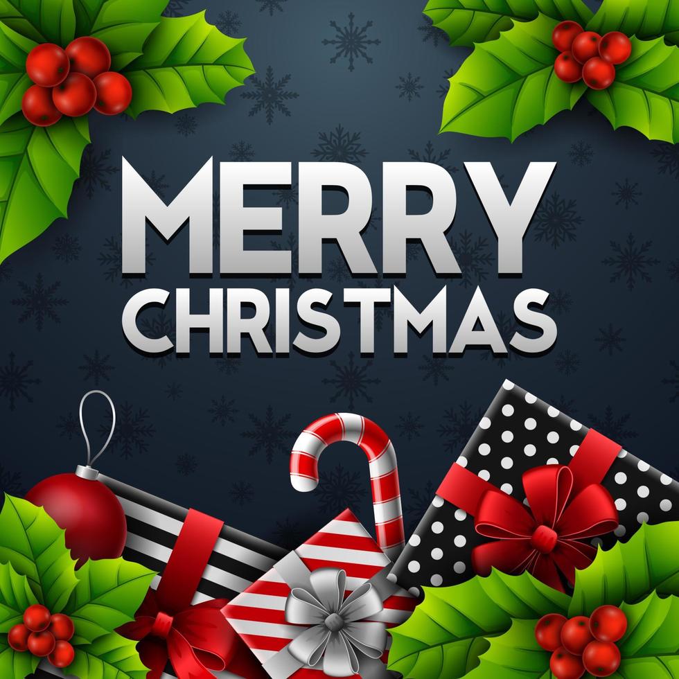 Christmas red background with christmas elements vector