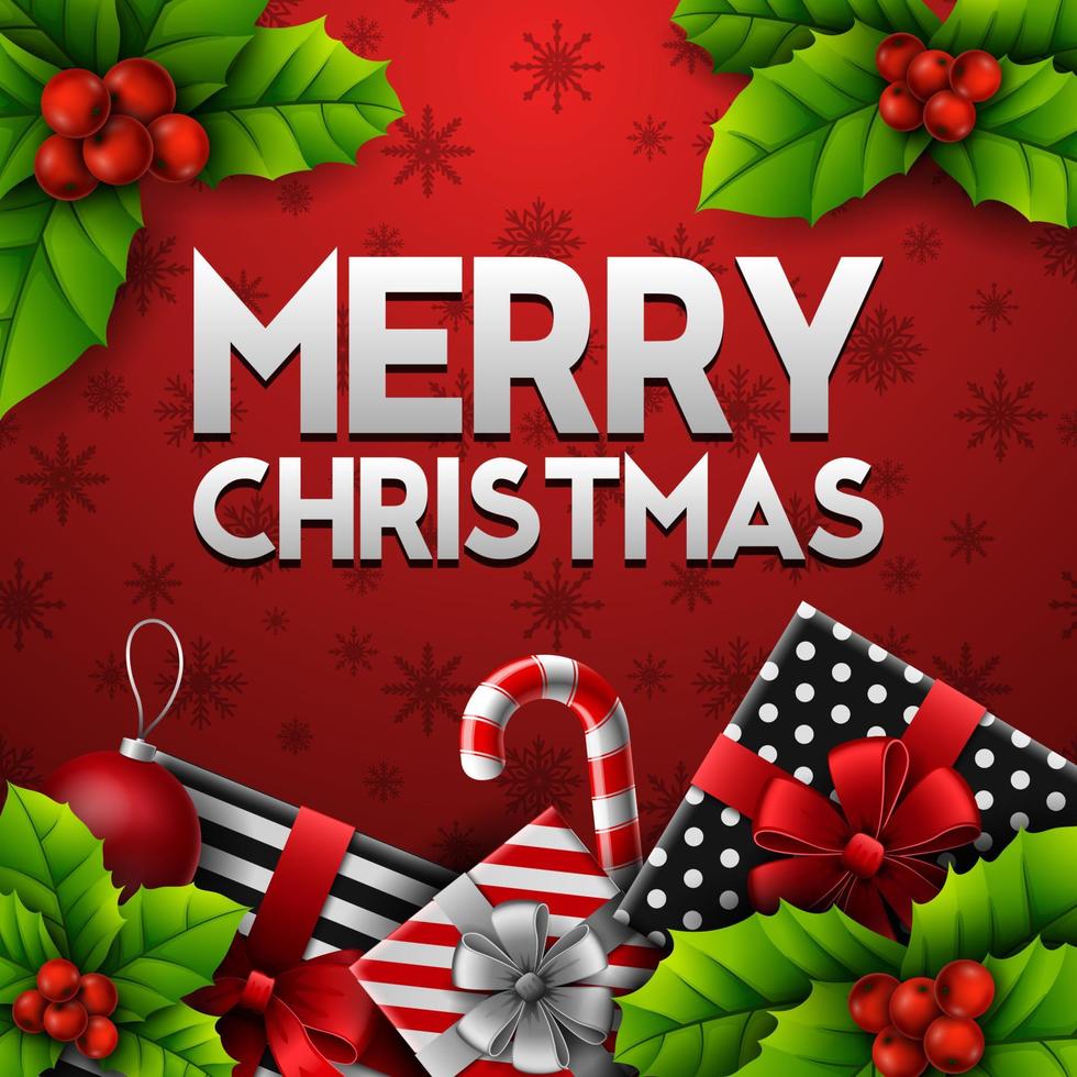 Christmas red background with christmas elements vector