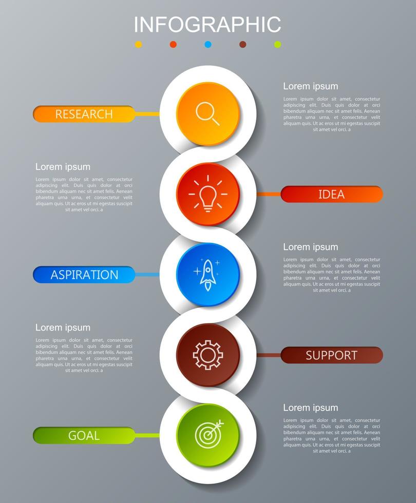 Infographic template with the image of 5 rectangles vector