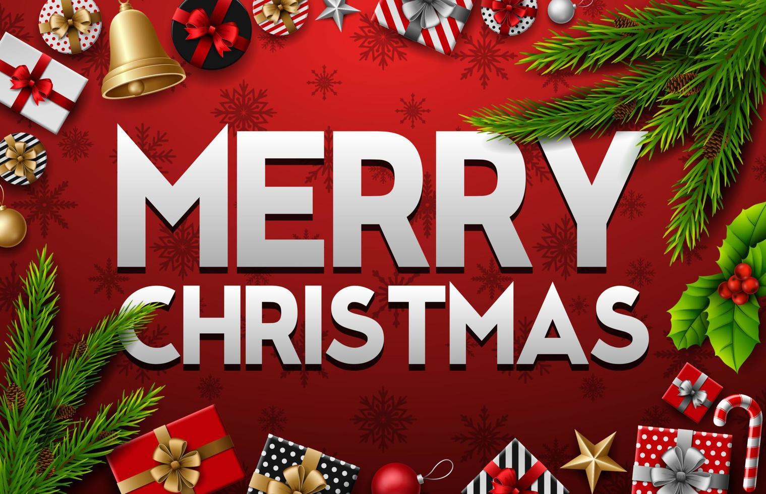 Christmas red background with christmas elements vector