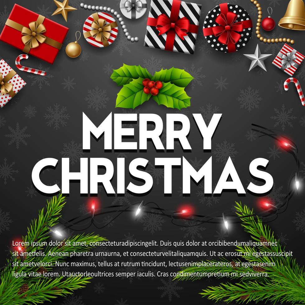Christmas red background with christmas elements vector