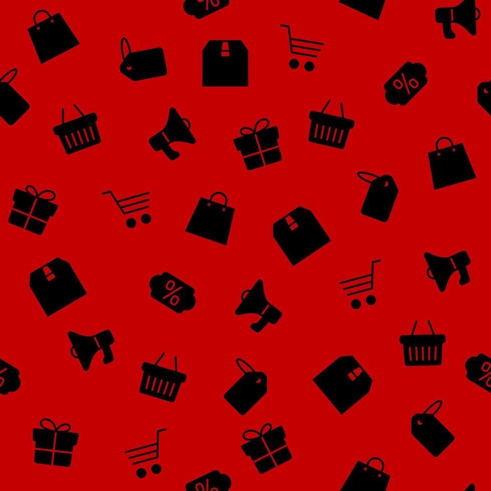 Black friday icons set on red background vector