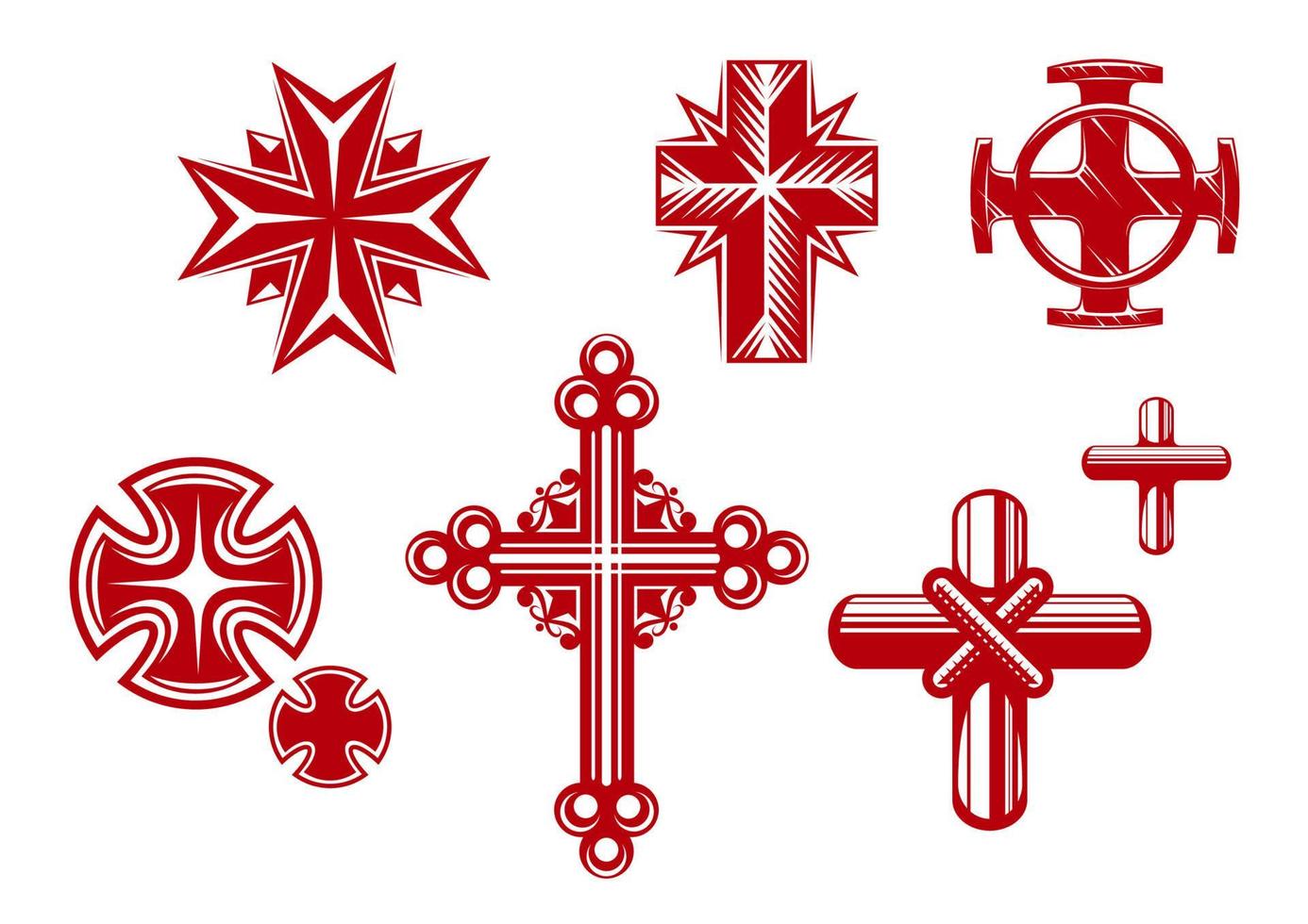 Religious red crosses vector