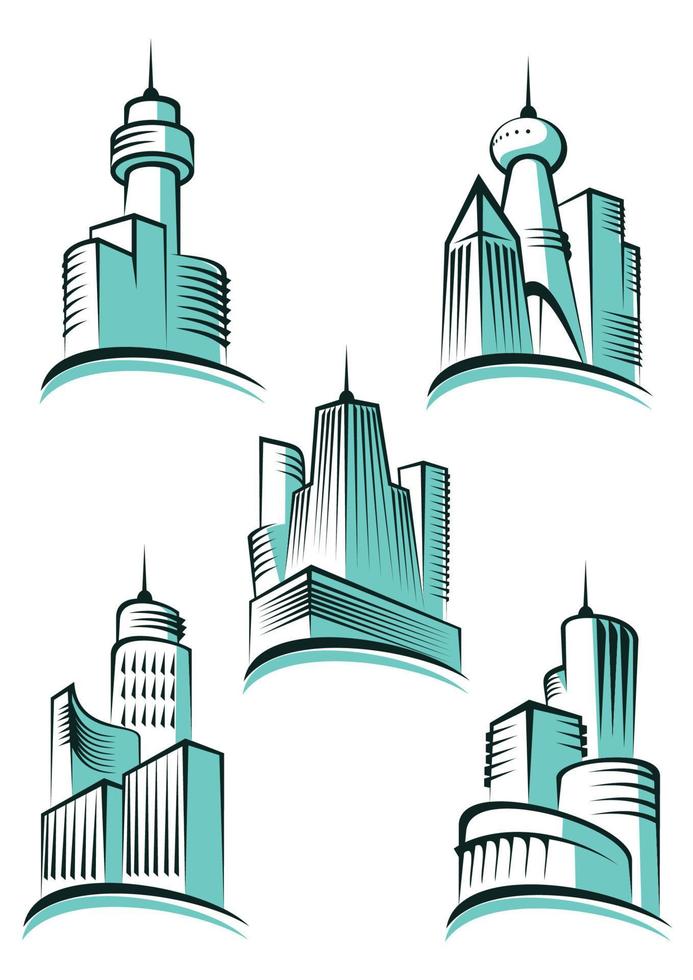 símbolos de construcción de rascacielos vector