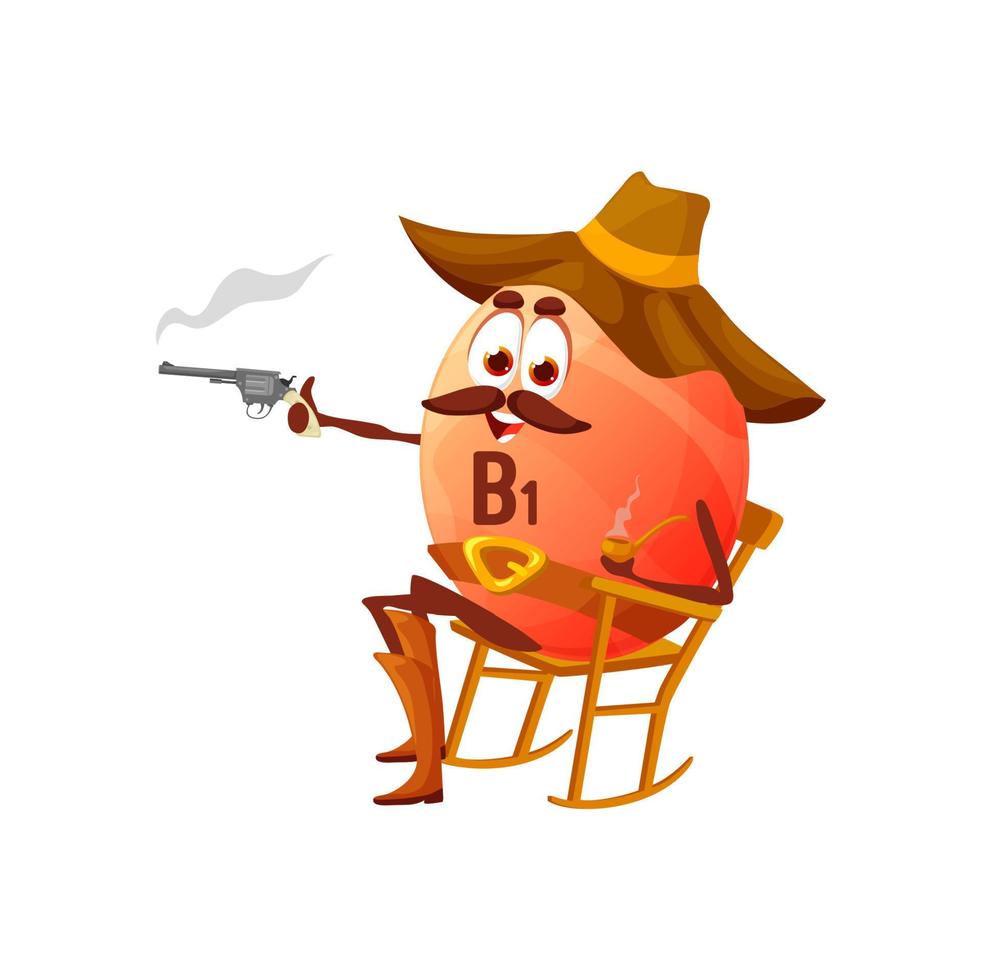 personaje de vaquero de vitamina b1 de dibujos animados, tiamina vector