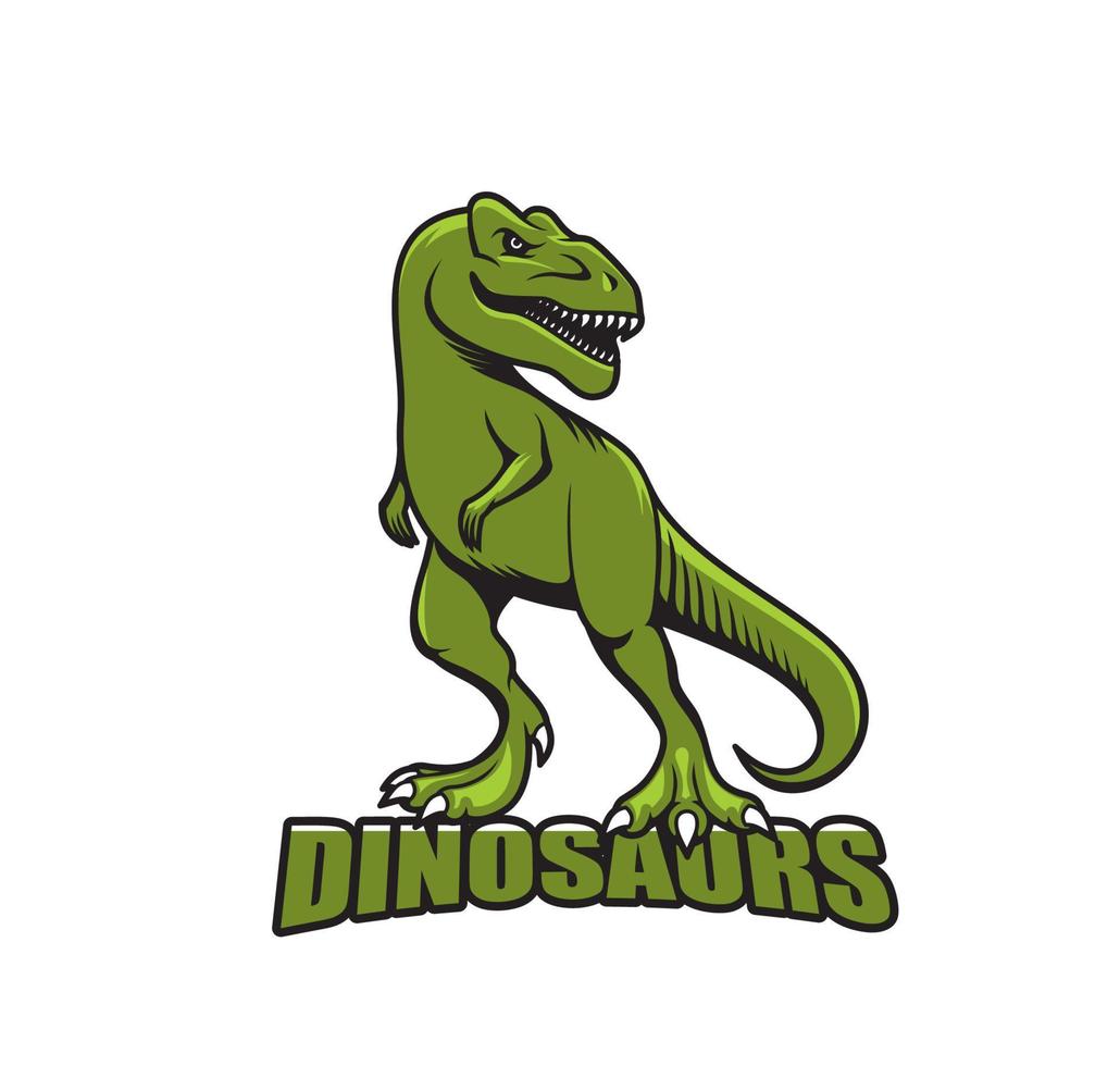Danger tyrannosaur dinosaur, T-Rex reptile mascot vector