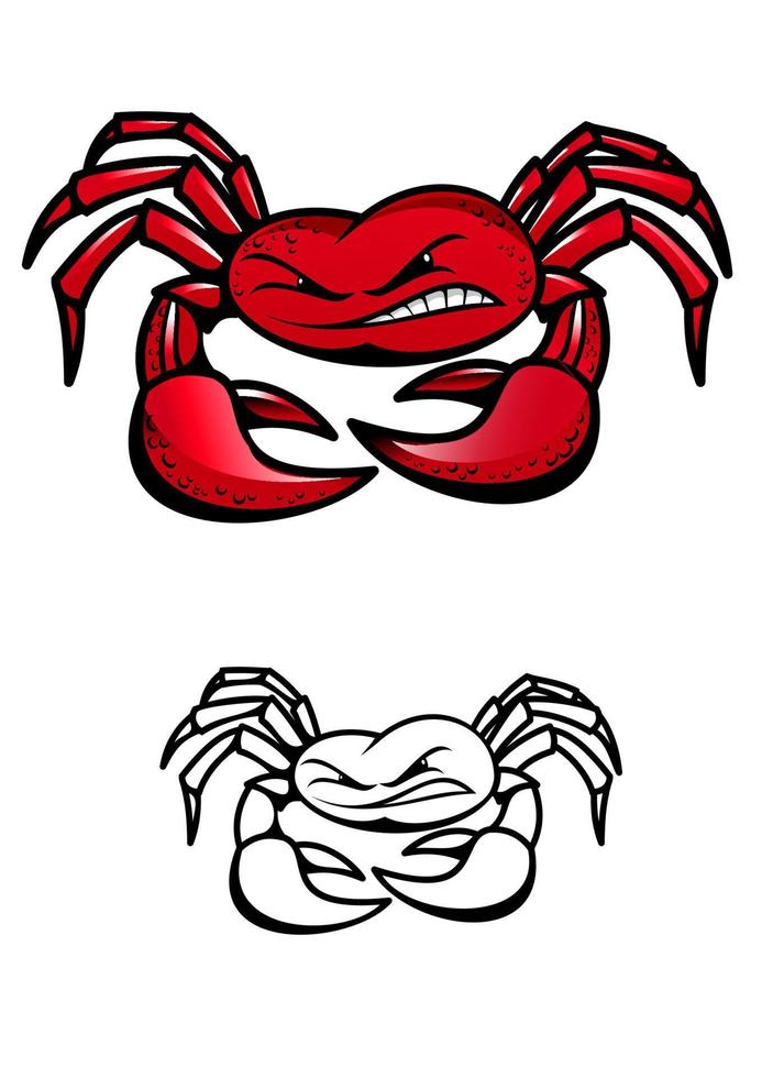 Red crab with claws vector