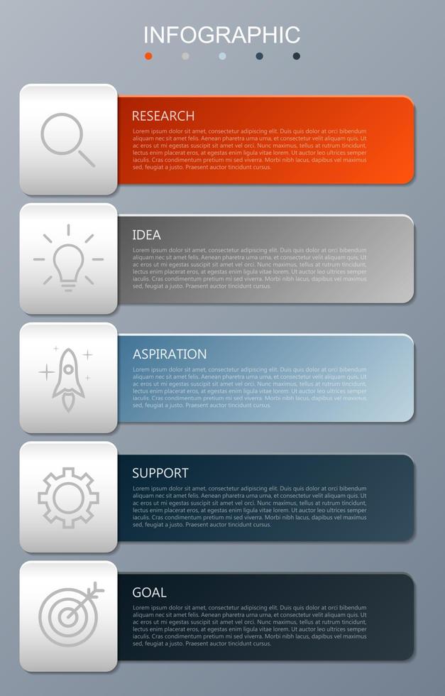 Infographic template with the image of 5 rectangles vector