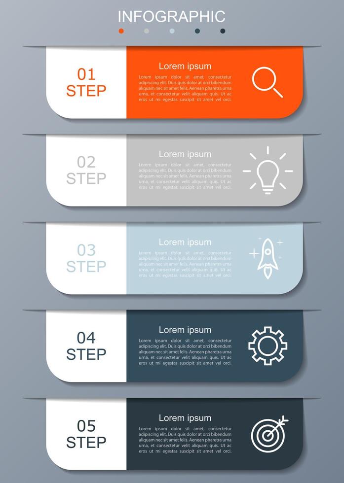 plantilla infográfica con la imagen de 5 rectángulos vector