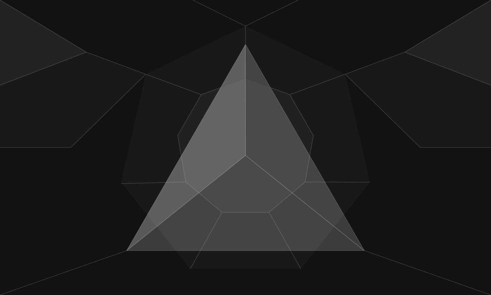 Black background abstract geometric composition lines and triangles vector