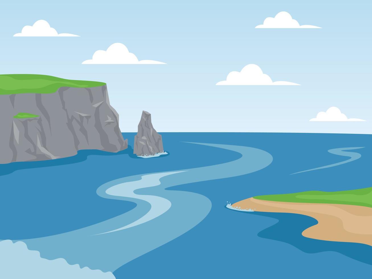 Rocky coastline with sea foam illustration vector