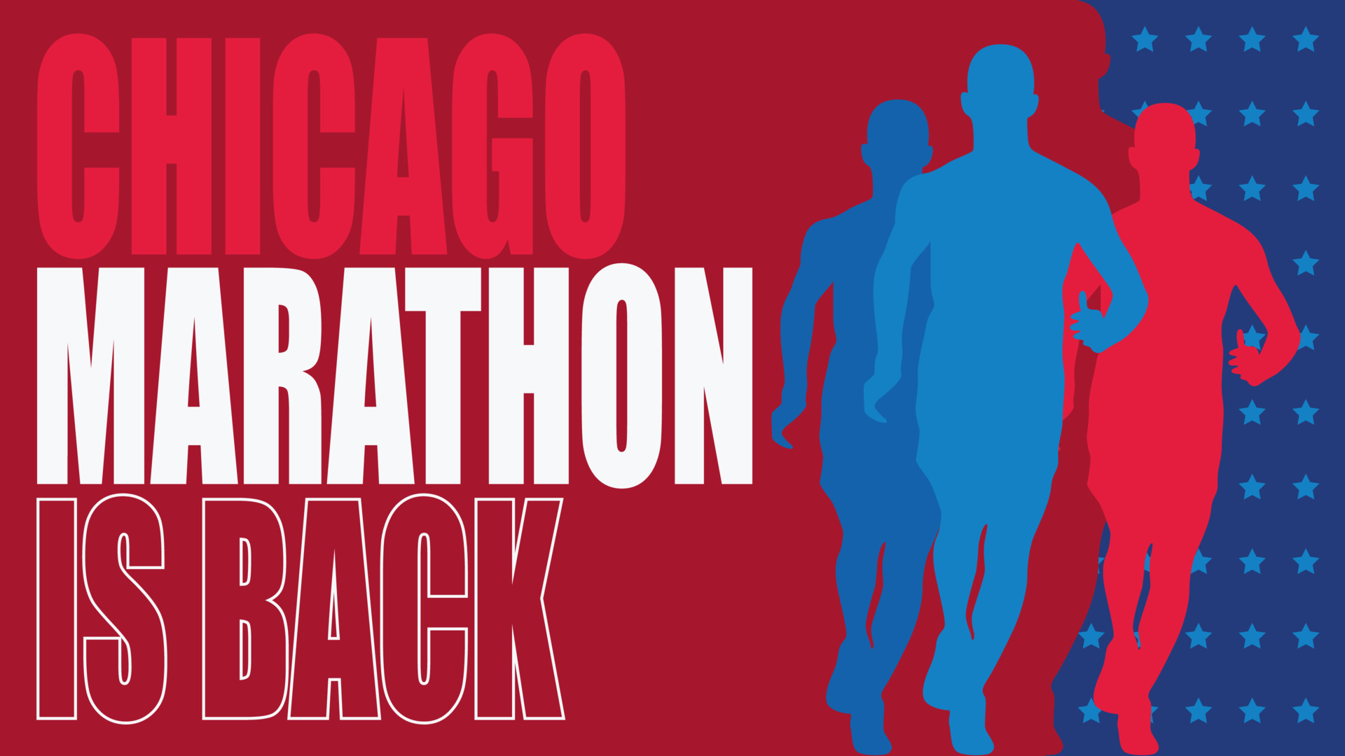 Chicago Marathon Background. Silhouette of male running with united