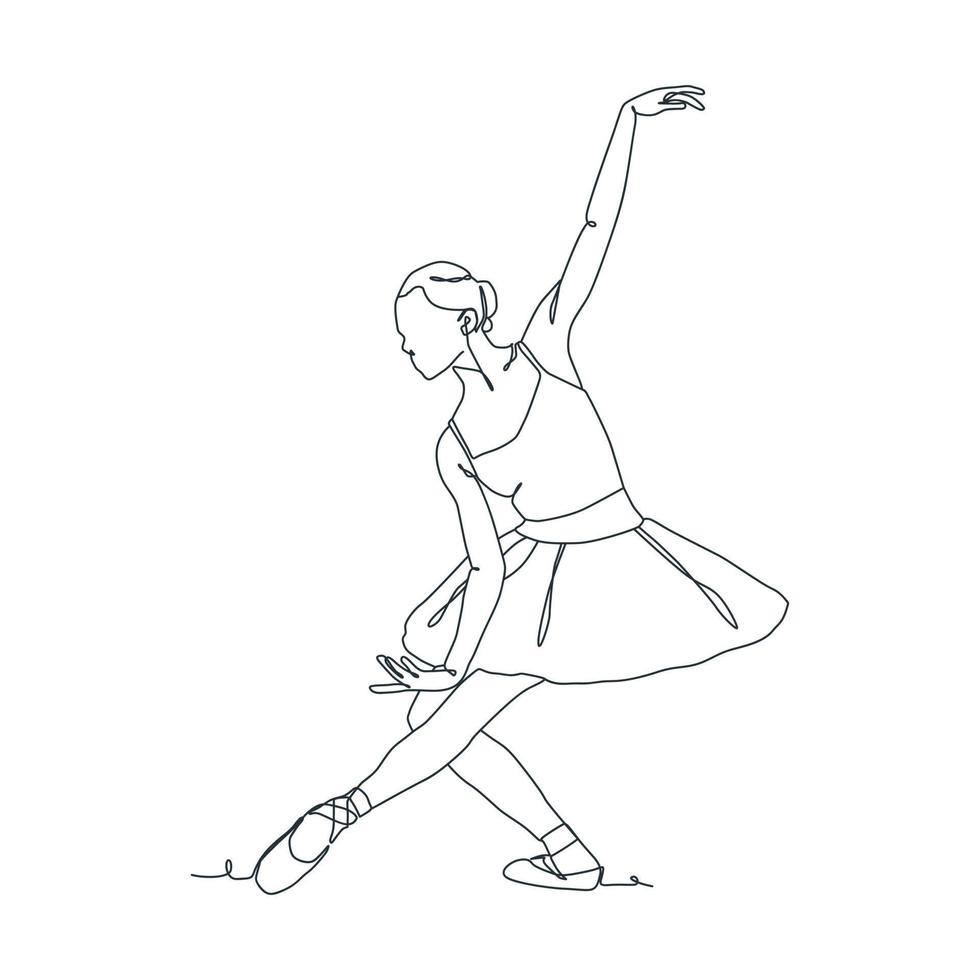ilustración de línea continua de bailarina de ballet vector