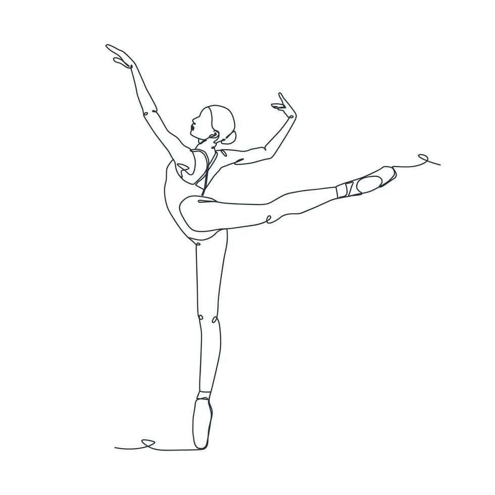 continuous line illustration of ballet dancer vector
