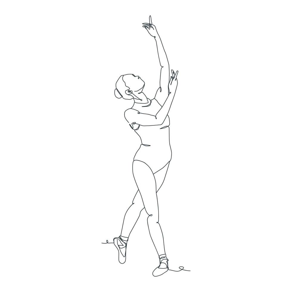 ilustración de línea continua de bailarina de ballet vector