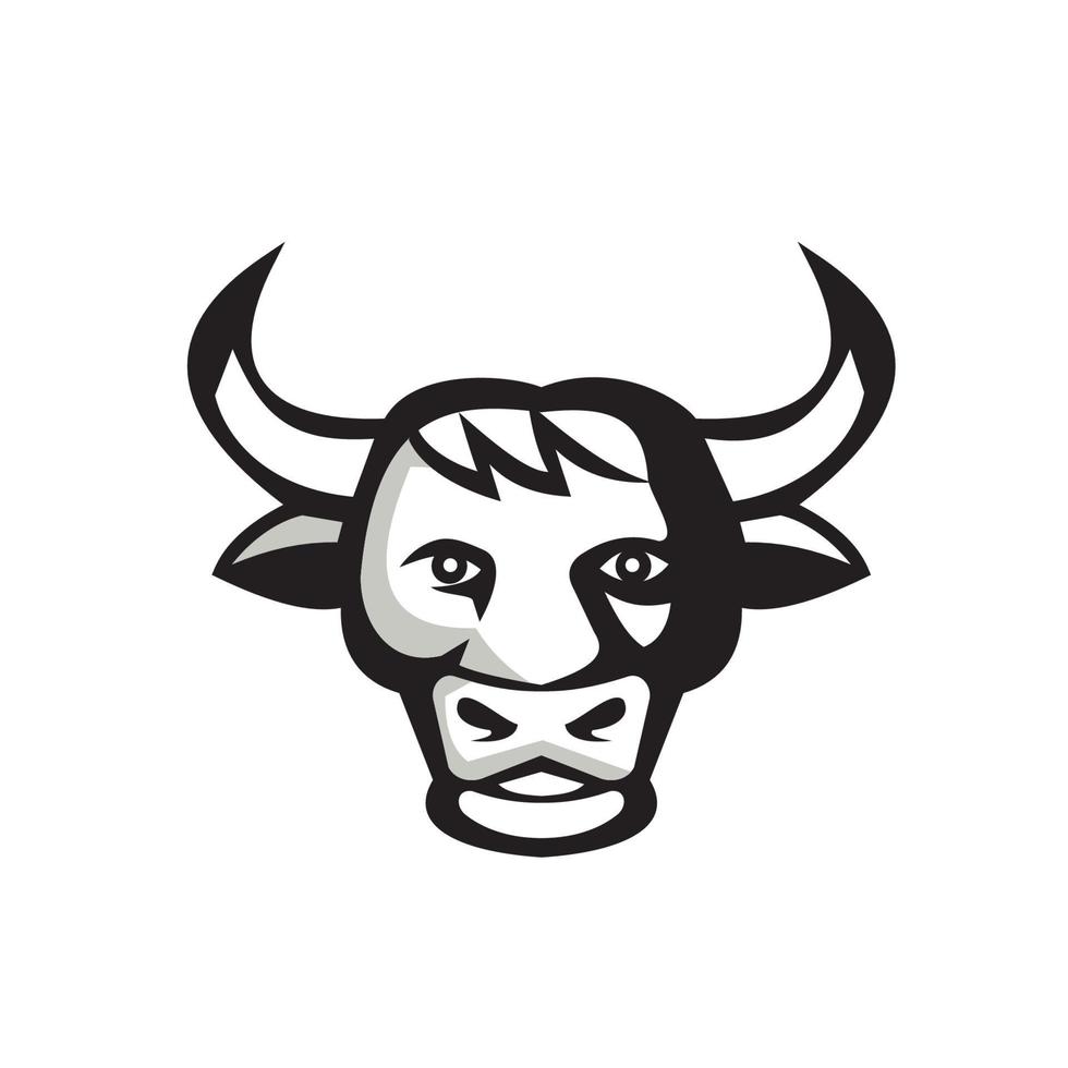 Bull Cow Head Retro vector