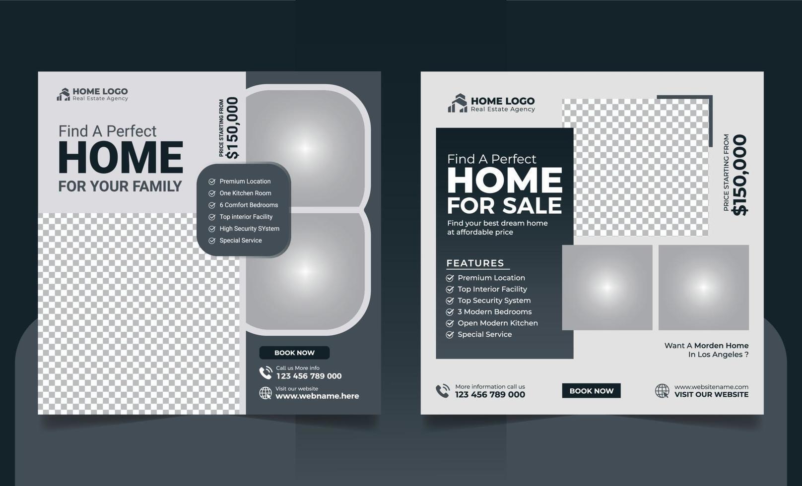 Real Estate Property Social Media Post Template, Modern Home Sale Social Media Promotion, Square flyer Web Banner design Template vector