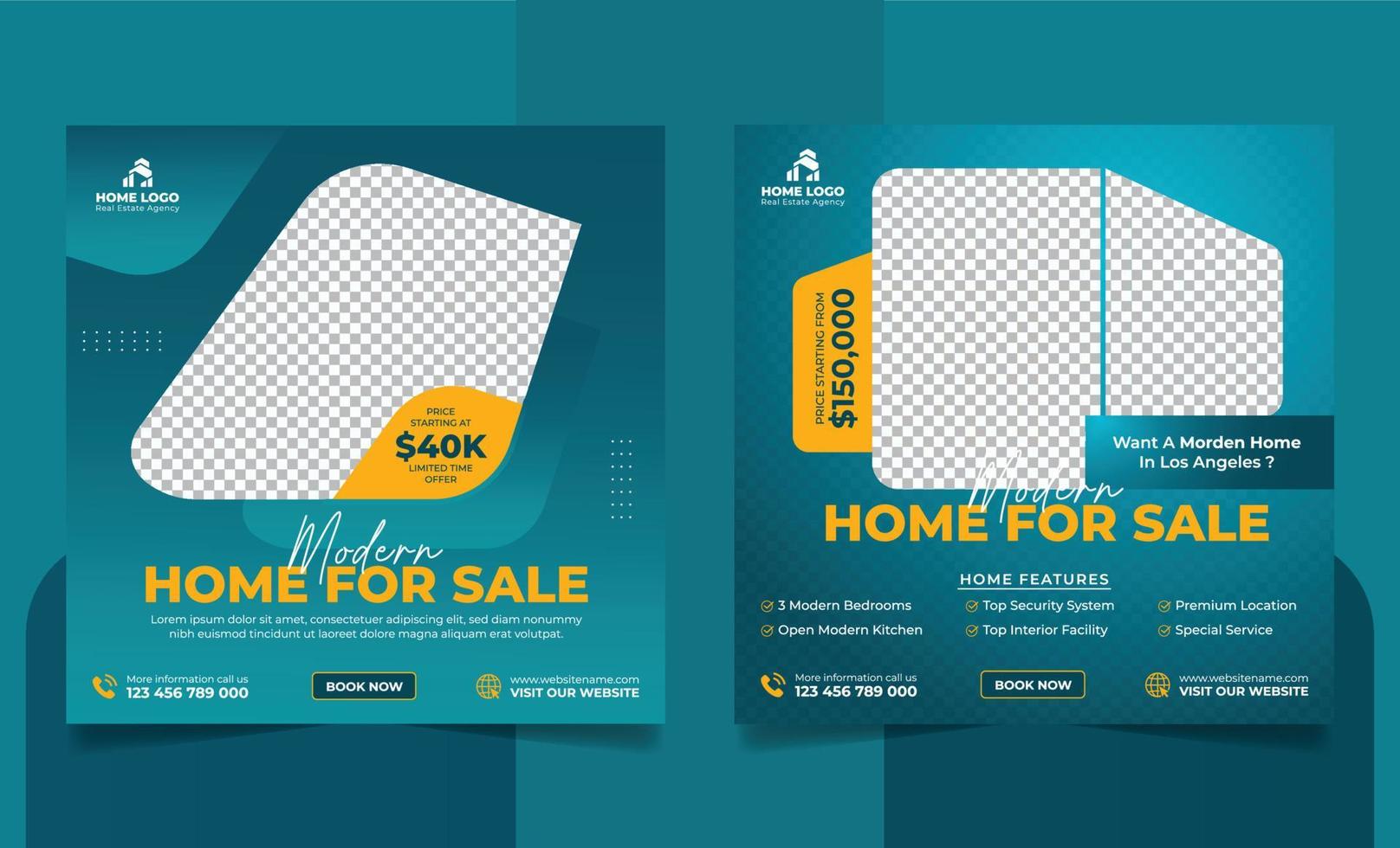 Real Estate Property Social Media Post Template, Modern Home Sale Social Media Promotion, Square flyer Web Banner design Template vector