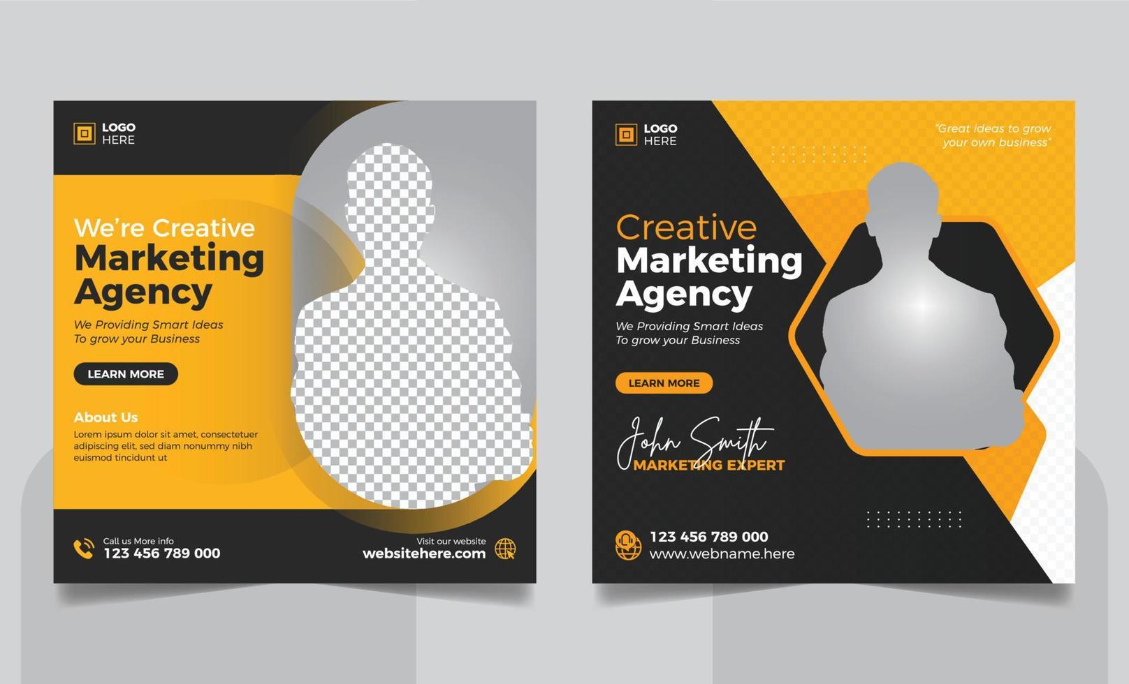 Digital Marketing Agency Online Webinar Social Media Post Set , Corporate Business Promotion Social Media Web Banner, Square Flyer Design Template vector