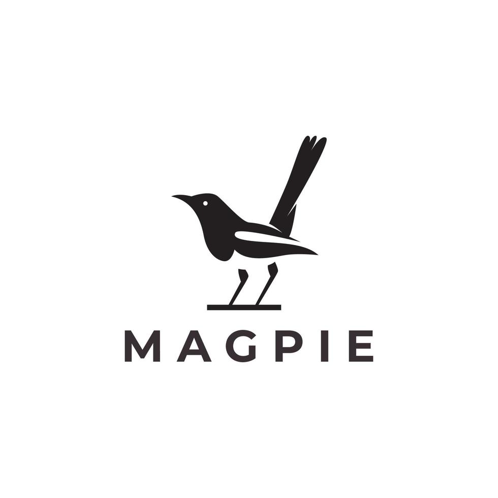 Vector Illustration of Magpie Bird Logo Silhouette Style.