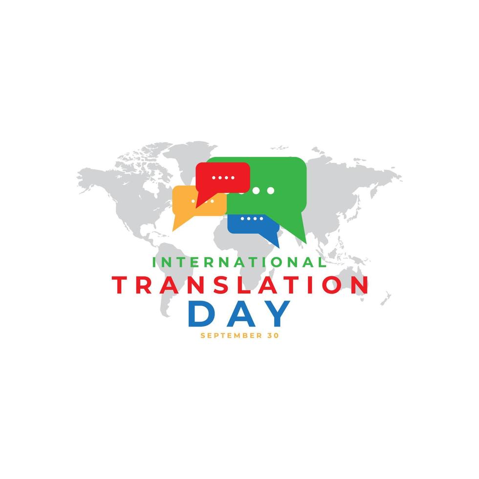 World Translation Day Vector Design Illustration  logo for greeting card  poster  banner  background  with world map