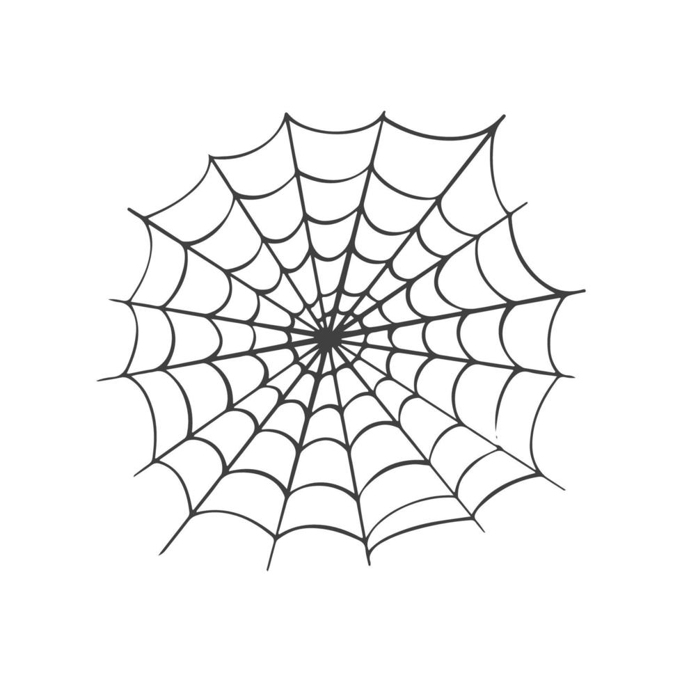 icono de tela de araña vectorial dibujado en una línea en blanco para halloween. vector