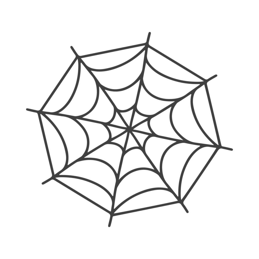 icono de tela de araña vectorial dibujado en una línea en blanco para halloween. vector