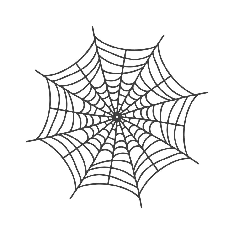 Vector Spider web icon drawn in one line on white for halloween.