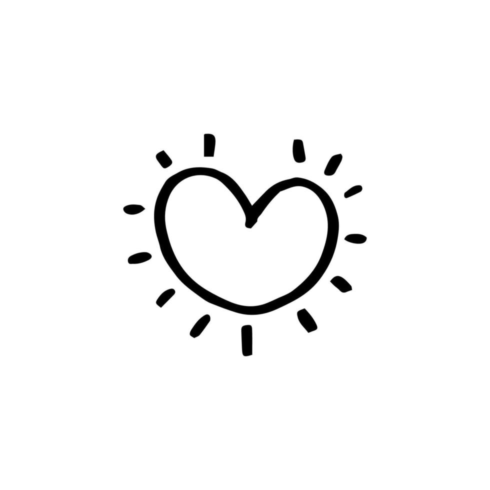 Vector black hand drawn heart icon.