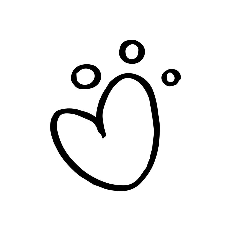 icono de corazón dibujado a mano negra vectorial. vector