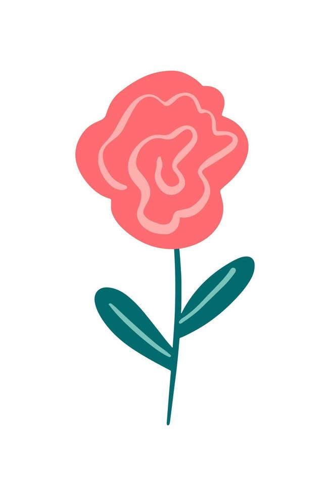 ilustración vectorial de una flor de rosa abstracta roja dibujada en un estilo plano. vector