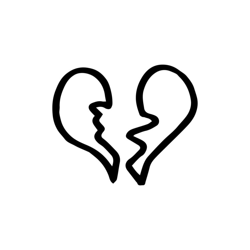 Vector black hand drawn heart icon.