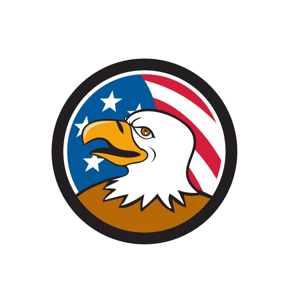 Bald Eagle Head Smiling USA Flag Circle Cartoon vector