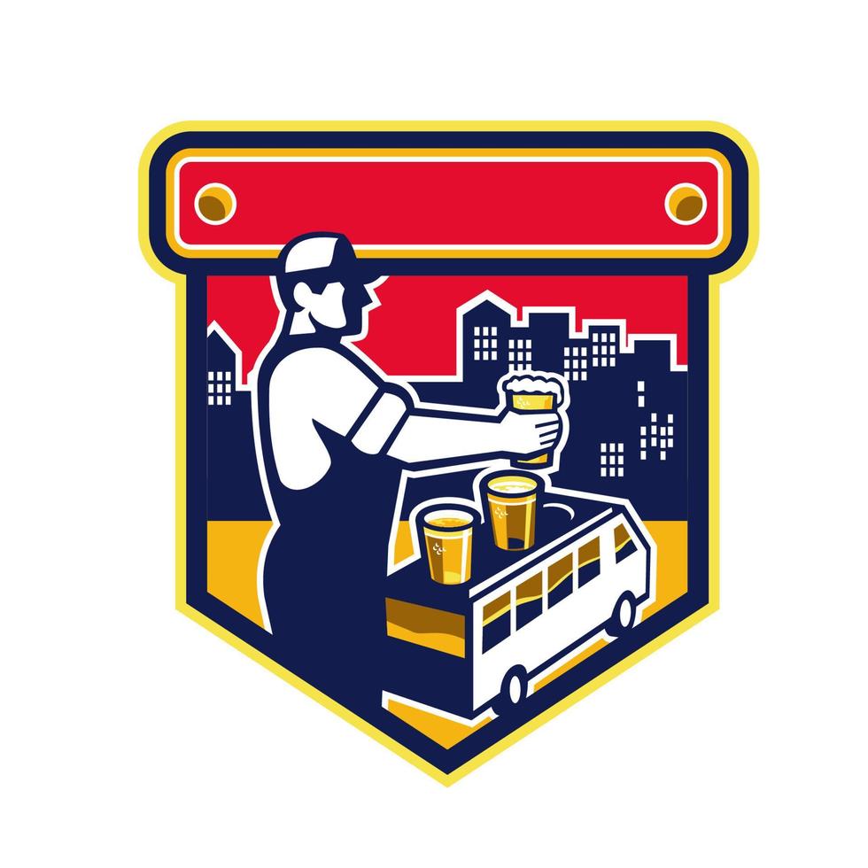 Bartender Beer City Van Crest Retro vector