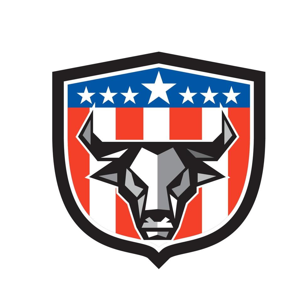Bull Cow Head USA Flag Crest Low Polygon vector