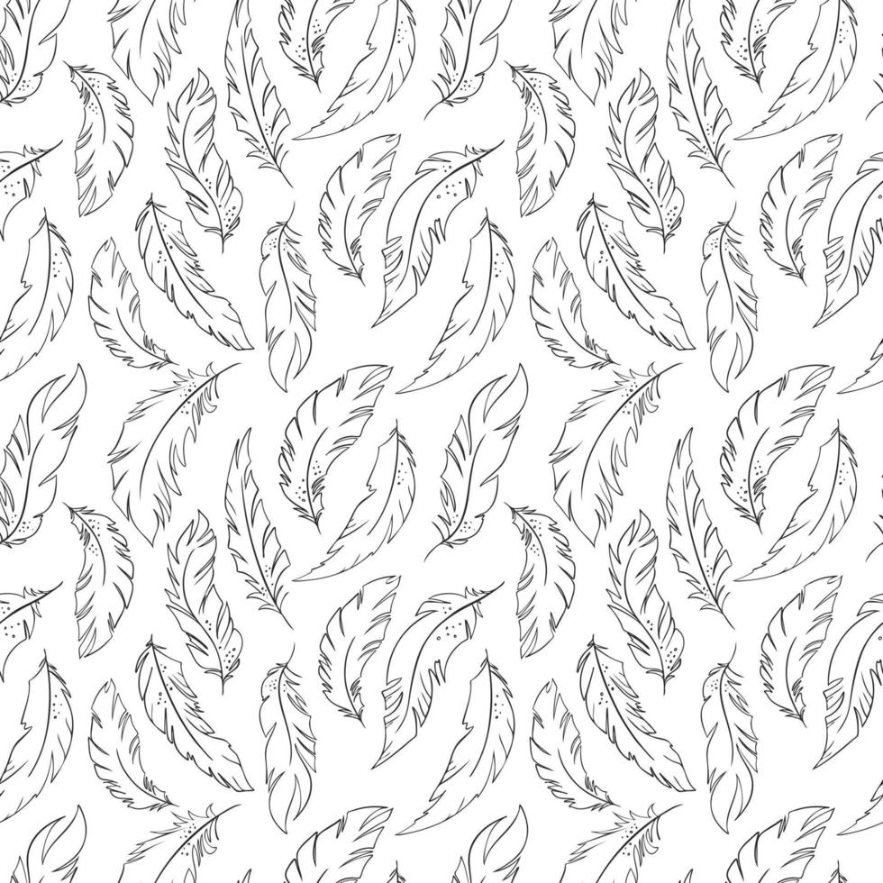 pluma de aves. silueta de plumas en blanco y negro dibujada a mano. ilustración vectorial vector