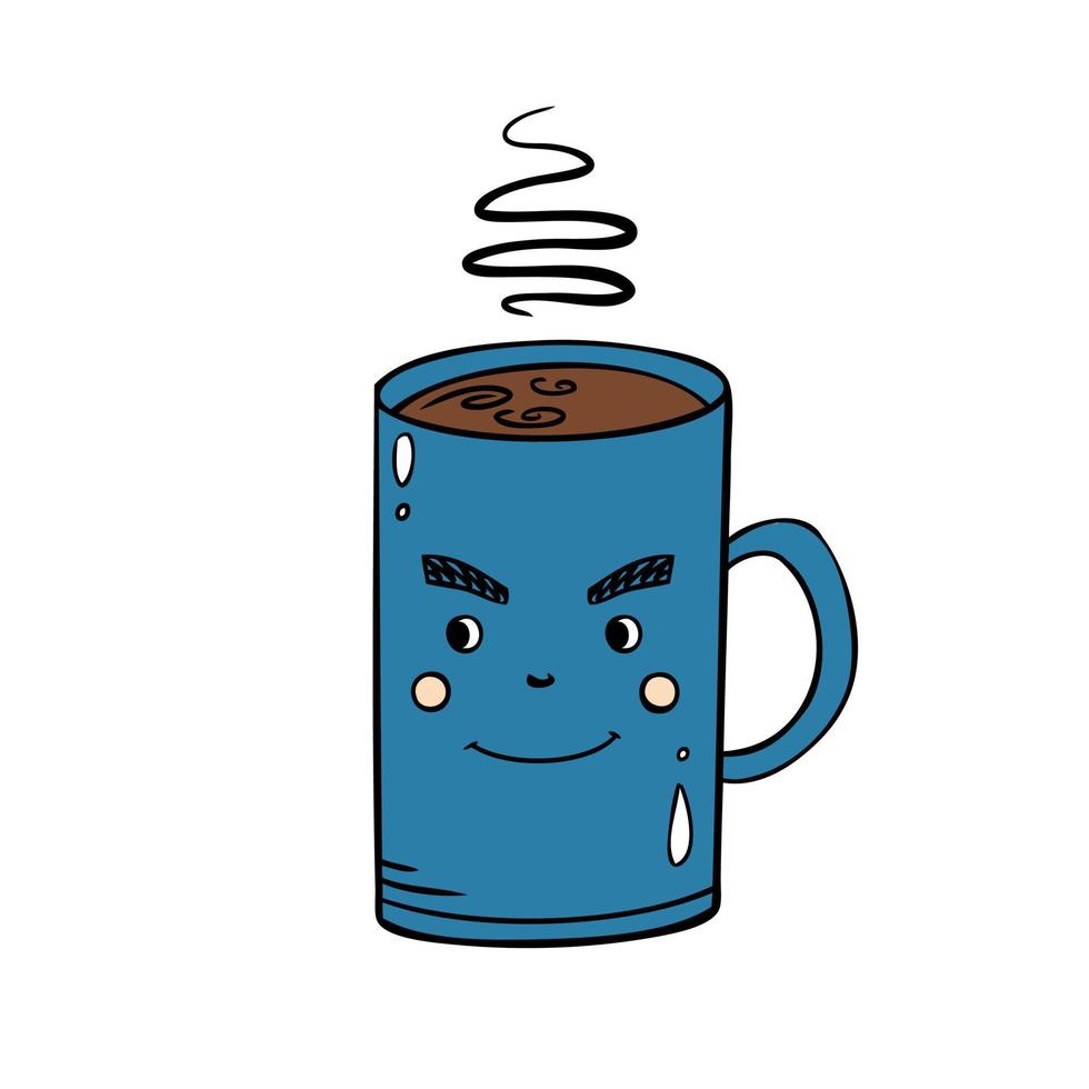 Cute cup of hot drink. Vector illustration in doodle style.